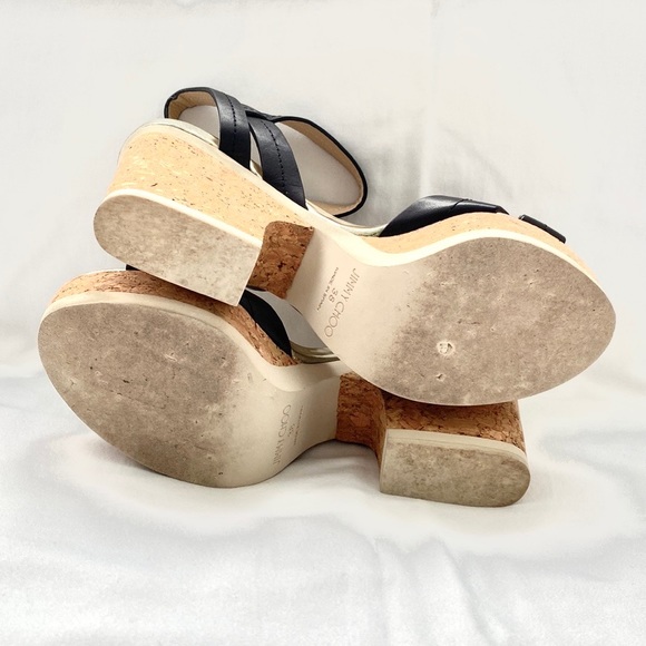 JIMMY CHOO Nemesis Black Leather Buckle Platform Sandal - Picture 16 of 17